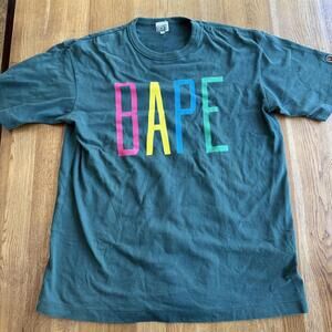 BAPE Multicolor Logo Vintage Mens TShirt Size Large Nigo Era